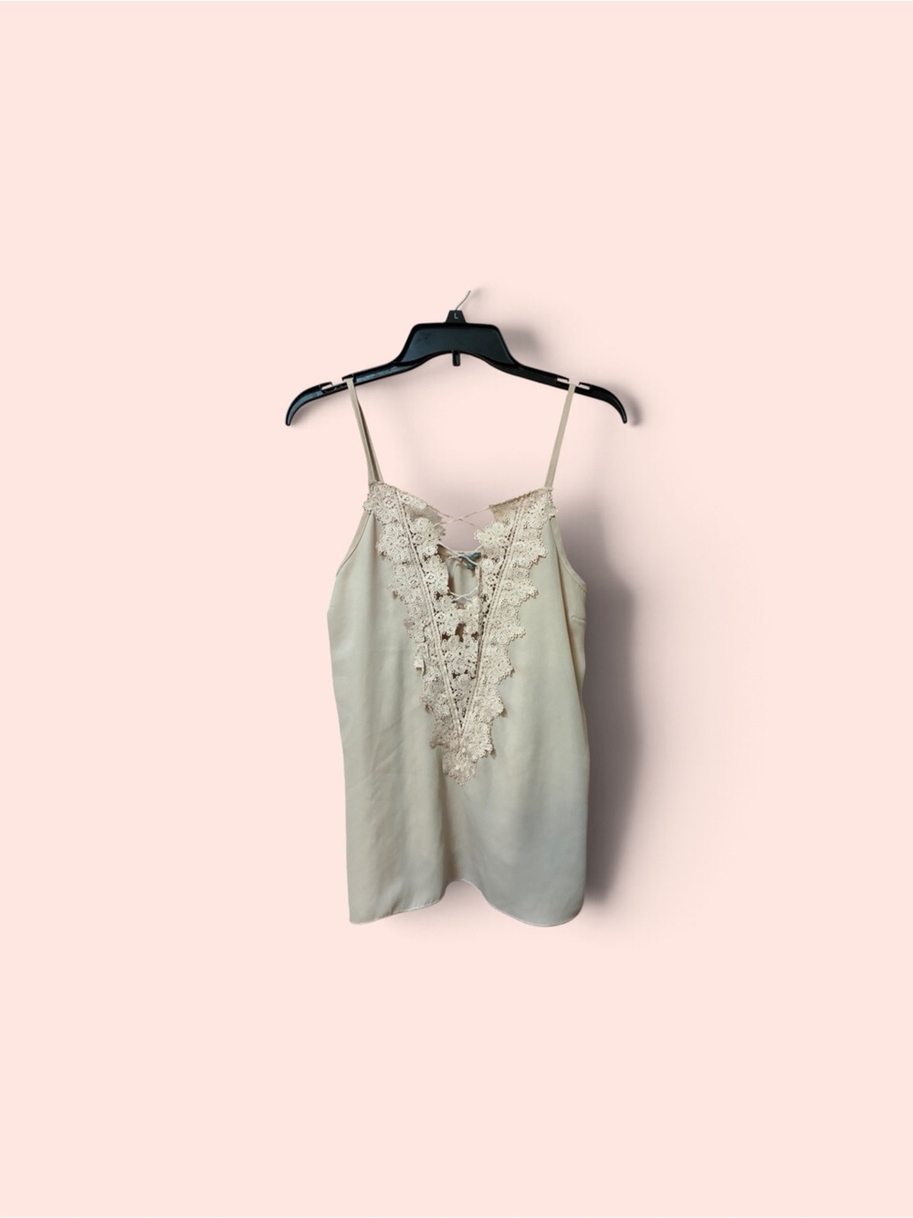 Charlotte Russe Cream Lace V-Neck Cami